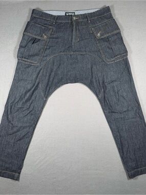 Mostly Heard Rarely Seen Dark Blue Marled Drop Crotch Pants